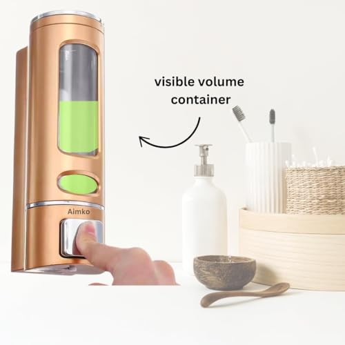 Image of 400 ML Wall Mounted Soap Dispenser | ABS Material with Transparent Liquid Indicator, Ideal Hand Wash Dispenser Bottles | Ideal for Wash Basin or Kitchen Sink | Home | Office (Rose Gold)