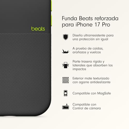 Miniatura 2 de Beats Funda Reforzada con MagSafe, Control de cámara, Resistente a caídas y arañazos, Textura Mate e Interior de Microfibra para iPhone 17 Pro - Negro Everest
