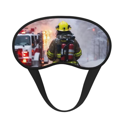 Máscara de dormir con estampado de llama de bombero, máscara de dormir para mujeres y hombres, para oscuridad total, reduce la hinchazón de los ojos