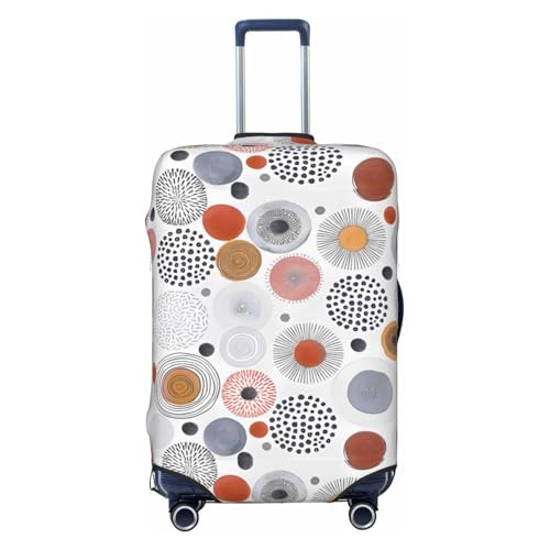 Spandex Travel Luggage Cover Printed Multicolour Circles Doodle Double-Sided Suitcase Protector Bag,Dust-Proof Cratch-Resistant Washable Baggage Covers For Kid Adult,Large