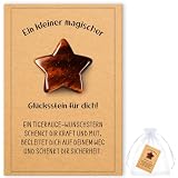 TUZELIYA Wunschstern Glückssteine Set, natürlicher Tigerauge mit liebevoller Botschaftskarte im Organzasäckchen, Glücksbringer und Mutmacher Geschenk für Liebhaber, Mama, Freundin, Kollegin