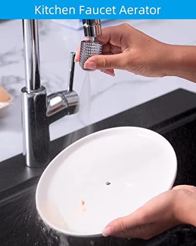 Hibbent Faucet Aerator, 360 Degree Swivel Kitchen Sink Faucet Aerator, Dual-Function Bathroom 2-Flow Sprayer Faucet Head, Faucet Replacement Part, 55/64 Inch-27Uns Female Thread-Chrome #TOP6