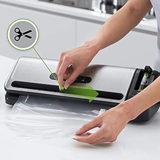 FoodSaver Machine Sous Vide avec compartiment de rangement pour rouleau et cutter, fonction marinade, inclus sacs de mise sous vide assortis et adaptateur intégré [FFS017X ]