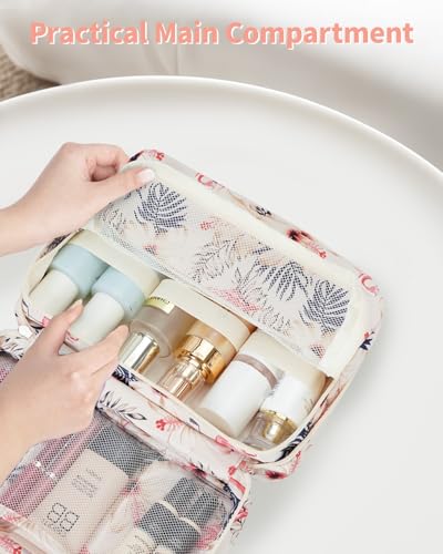 Image of Hanging Travel Toiletry Bag Cosmetic Make up Organizer for Women and Girls Waterproof (Beige Bird)