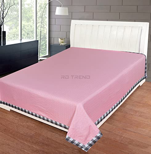 Image of RD TREND Presents Luxurious Glace Cotton Supersoft 180 Tc Double Size(90X100 Inch)Flat Geometric Double Bedsheet(Topsheet)Without Pillow Covers Colour Pink