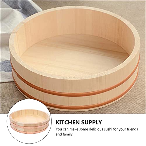 Japanese Wooden Hangiri Sushi Rice Mixing Bowl Tub Sushi Oke Copper Bands For Sushi Restaurant Kitchen,72Cm/28.3In #TOP3