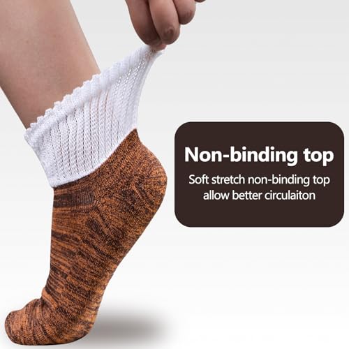 Image of +MD Bamboo Viscose Ankle Diabetic Socks for Men & Women, 6 Pairs, Soft Cushioned, Non-Binding Loose Top, Extra Wide