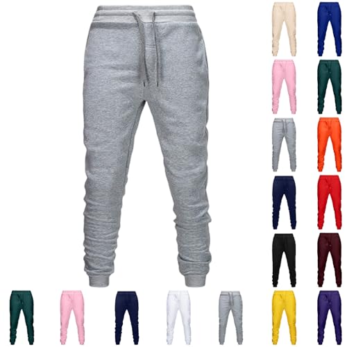 Men's Sweatpants with Pockets Elastic Bottom Baggy Joggers Athletic Pants Fleece Straight Leg Outdoor Casual Pants