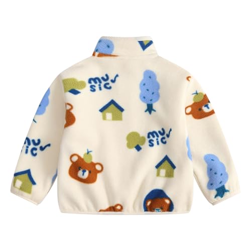Kid Boys Girls Cartoon Fleece Hooded Jacket Coat Zipper Up Overcoat Spring Fall Thick Clothes2