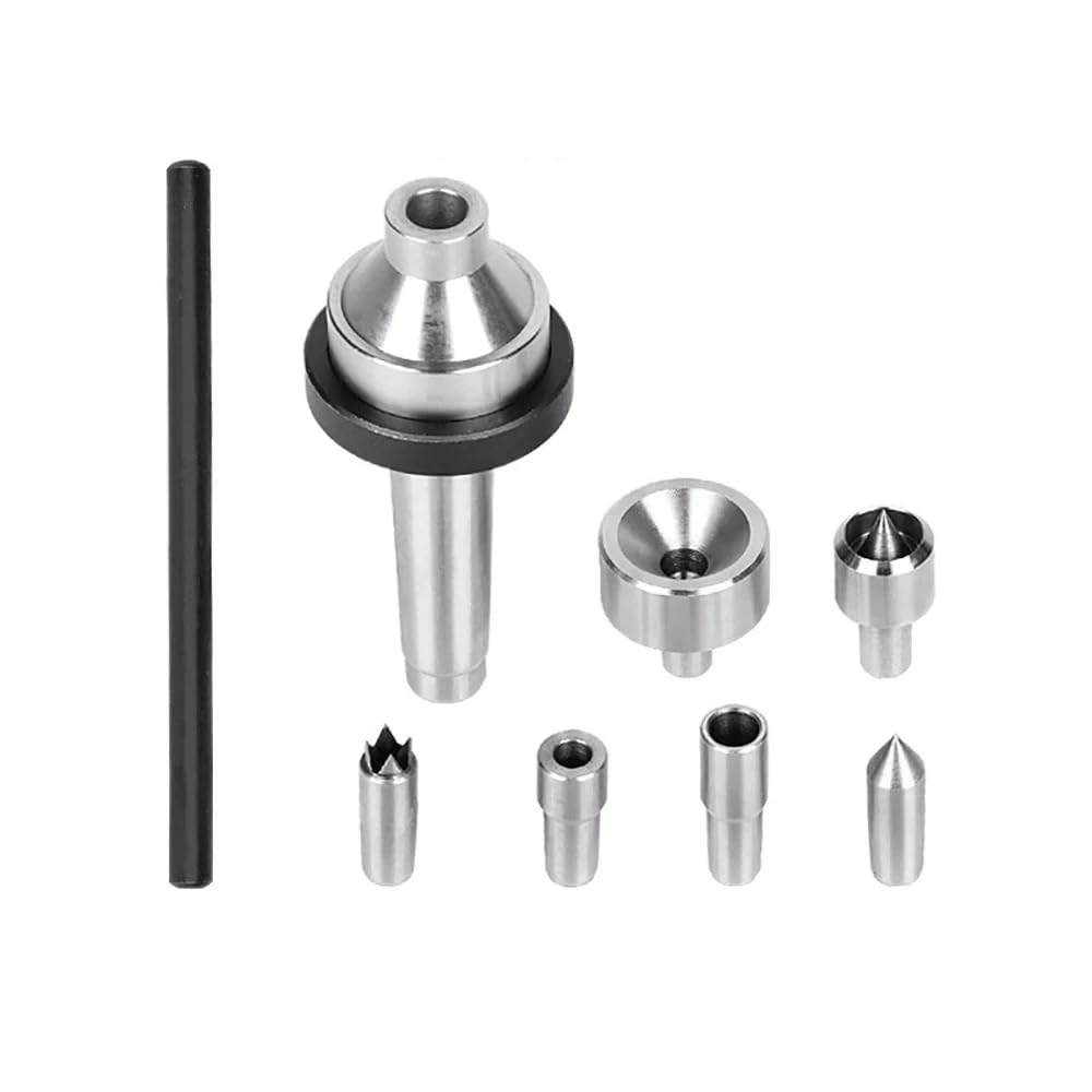 MT2 Live Center Set for Woodturning Lathe, 7-Piece Quick-Change Tailstock Centers with Adapter (45# Steel, CNC Machined)