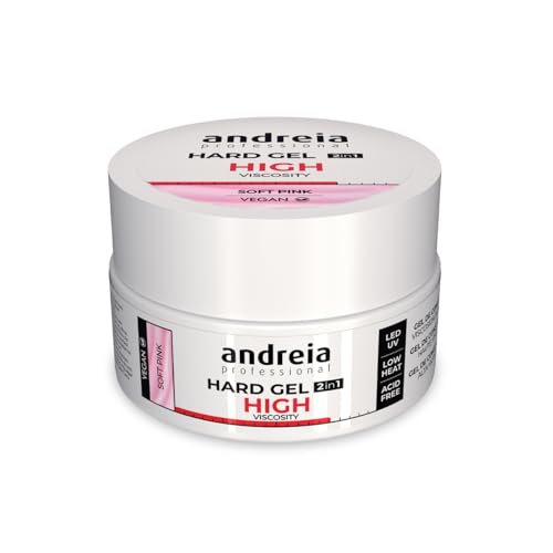 Andreia Professional Hard Gel für Nägel, zweiphasig, 2-in-1, LED und UV, hartes Gel, weich, hohe Viskosität, für harte und starke Nagelverlängerungen, sanftes Rosa, 44 g