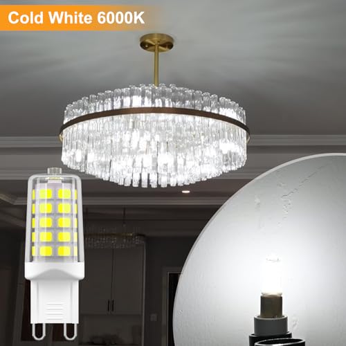 Image of BAOMING G9 LED Bulb Dimmable 4W (40W Equivalent) 6000K Cool White 12 Pack | T4 G9 Bi-pin Base Halogen Replacement 120V No Flicker 450LM for Basement, Corridor, Utility Room, High-Visibility Areas