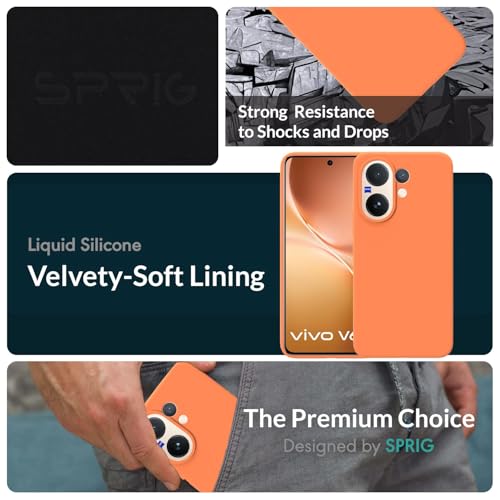 Image of SPRIG Compatible with Vivo V60 Premium SilkTone Back Cover Drop Tested Shock Proof Mobile Case for Men, Women, Boys and Girls with Camera Protection (Light Orange)