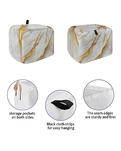 Marble Gold Grey 4 Slice Toaster Cover Small Appliance Cover Toaster Dustproof Fingerprint Protectors Machine Washable, Modern Abstract Minimalist Art
