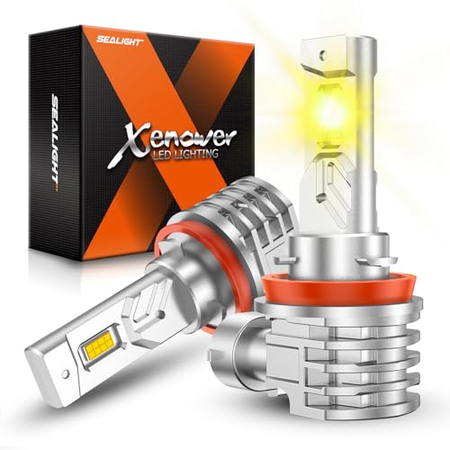 Image of SEALIGHT H8 /H11 LED Fog Light Bulbs Yellow, 16000LM Super Bright H11 LED Fog Lights Amber Yellow H8 /H16, 1000% Brighter High Penetration, Plug & Play, Pack of 2