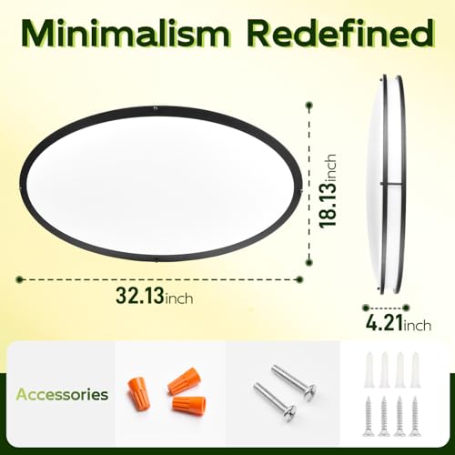 Image of hykolity 32 Inch Oval LED Ceiling Light,60W,4000LM,5CCT