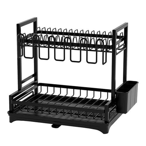 Secador de platos de cocina - Escurreplatos de acero inoxidable, escurridor de platos de cocina | Escurreplatos de acero al carbono para secar utensilios de cocina para cuencos, cubiertos, platos