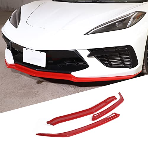 Front Bumper Lip Splitter Replacement Kit Compatible with Chevrolet Corvette C8 2020-2026, ABS Front Bumper Lip Chin Spoiler Decoration Accessories 3Pcs (Red) by Fgtagtal - Used condition - US$53.96