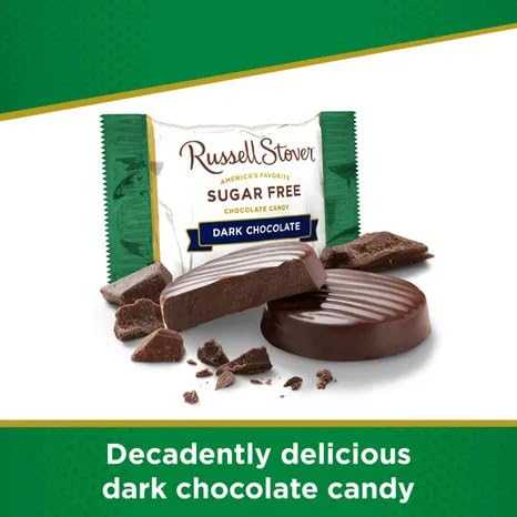 Image of Premium Sugar Free Candy Dark Chocolate Assortment - 1 lb (16 oz, 32 Pcs) Bulk - Individually Wrapped Zero Sugar Solid Dark Chocolate - Diabetic Sugar Free made with Stevia