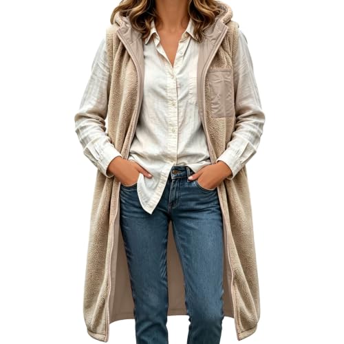 YMAMIYO Long Quilted Vest Women With Hood 2 In 1 Fleece Lined Jacket Winter - image 2