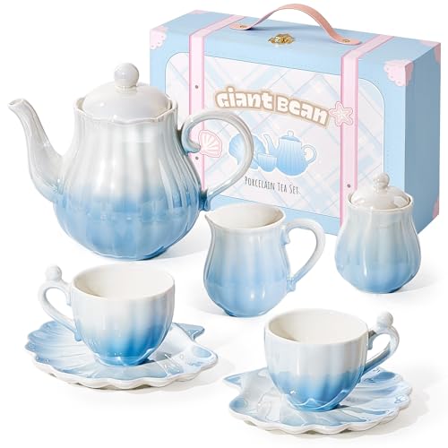 Giant bean Teeservice Kinder Porzellan 10-Teiliges, Perle Blau Serie...