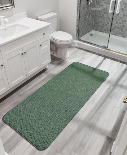 Image of Bosap Bath Mat,Ultra Thin Bathroom Runner Rugs,Large Bath Mats for Bathroom,Quick Dry,Non-Slip,Machine Washable,Low Pile,Bath Rug,Shower Outside,Sink,Home Decor Accessories.Green,3'x6'(36x72inch)