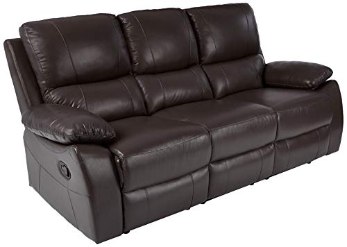 Homelegance Greeley 79' Genuine Leather Reclining Sofa, Brown