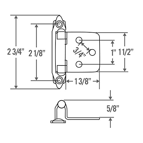 Cabinet Door Hinges 10 Pair Pack (20 Pieces) Self Closing Face Mount Overlay, Satin Nickel #TOP4