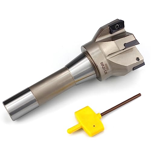 Image of OSCARBIDE Indexable End Mill R8 Shank,6 Flutes,2-1 /2 inch Cutting Diameter | 6-1 /8 inchoverall L | 6 APKT1604 Carbide Inserts | 90 Square Shoulder Milling | Smooth Finishing | Long-Lasting Tool Life