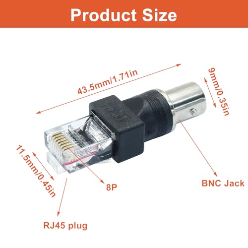 Adaptador Conector BNC a RJ45 4 piezas Negro miniatura 2