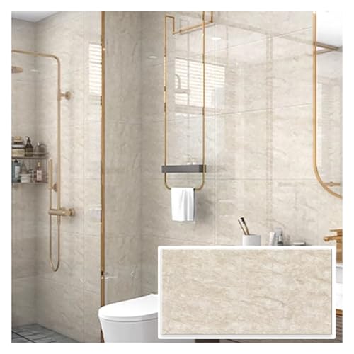 WWERTYY Paneles Decorativos de PVC para Techo, baldosas Decorativas para Falso Techo, baldosas de imitación mármol, baldosas Autoadhesivas para Cocina y baño (Beige, 30 x 60 cm (5 Unidades