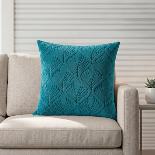 Image of Yellow Weaves Jacquard Cushion Covers | Sofa Cushion Covers | Throw Pillow Cover for Sofa, Couch, Living Room| Removable & Washable | 16x16 Inches, 1 Piece (Peacock Blue)