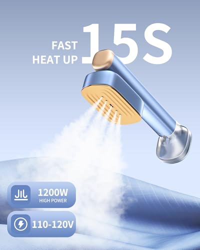 Image of MIYOKO Steamer & Iron for Clothes, 15s Fast Heat-up 1200W Portable Handheld Garment Steamer 2 In 1, Travel Size with Large Ceramic Heat Panel, Powerful Steam Quick Wrinkle Removal, 110V-120V