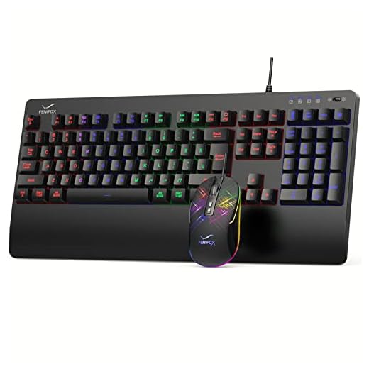Gaming Keyboard and Mouse - FENIFOX Wired RGB Backlit Keyboard Ergonomic Mechanical Feeling Colorful Led Light Up Keyboard Mouse for PC Windows Mac Gamer PS5 Xbox one