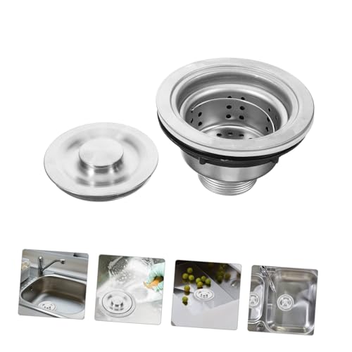 Colador para fregadero de acero inoxidable con cubierta de cesta profunda miniatura 3