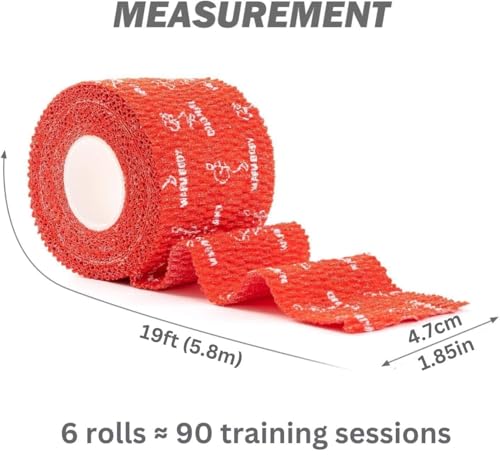 Image of WARM BODY COLD MIND 1.85 inch Weightlifting Thumb Tape - Hook Grip Tape for Powerlifting, Cross Training, Gym Tape, Workout, Weight Lifting Tape, Athletic Finger Wrap (Red 6 Rolls)