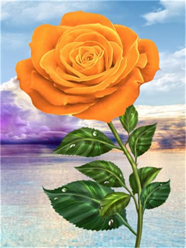 Point de Croix Rose Jaune 11CT Kit de Broderie Pré-imprimé 40x50 cm