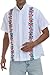 YZXDORWJ Men's Mexican Embroidered Shirt Traditional Floral Fiesta Shirt Peasant Guayabera Shirt for Men (XL, M02-W)