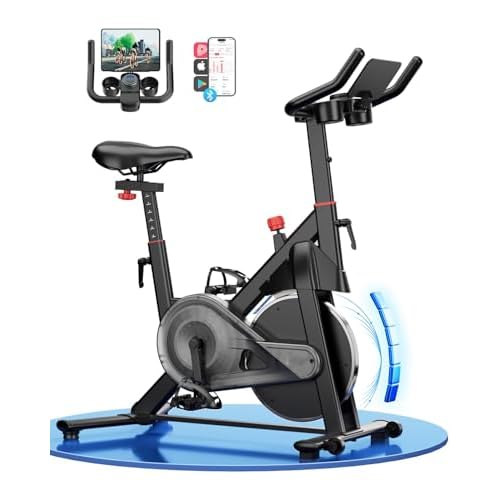 Vélo d&rsquo;Appartement pour La Maison avec Écran LCD et Application, Vélo d&rsquo;Exercice d&rsquo;Intérieur avec Résistance Magnétique Réglable, Capacité de Poids de 136 kg