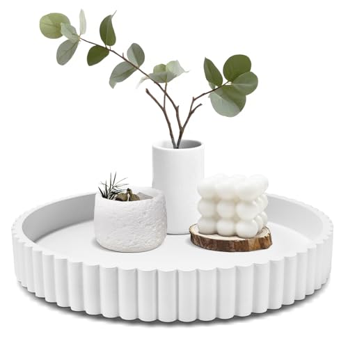Large Resin Decorative Tray for Coffee Table, 11” Round Tray