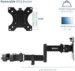 VIVO Black Pole Mount Monitor Arm for 17 to 32 inch Screen, MOUNT-POLE01A | Universal, Heavy Duty Steel Design, Full Motion VESA Mount Arm, Removable 75mm and 100mm VESA Plate, 12 inch Extension