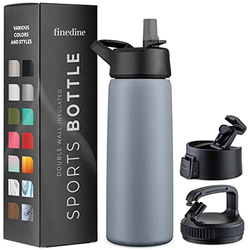 Triple-Insulated Stainless Steel Water Bottle with Straw Lid - Flip-Top Lid - Wide-Mouth Cap (25 Oz) Insulated Water Bottles, Keeps Hot and Cold - Sports Canteen Water Bottle Great for Hiking & Biking