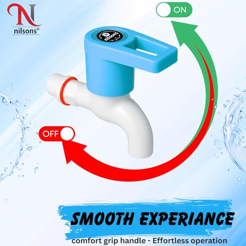 Image of 6 Pcs Bib Cock Tap Combo Pack | Prime Series Blue Plastic Water Tap for Bathroom, Kitchen, Garden | Heavy Duty, Leak-Proof, Wall Mount, Easy Installation | Multipurpose Faucet Set