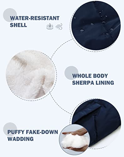 Image of SOLOCOTE Girls' Winter Coats Hooded Sherpa Lined Lightweight Jacket