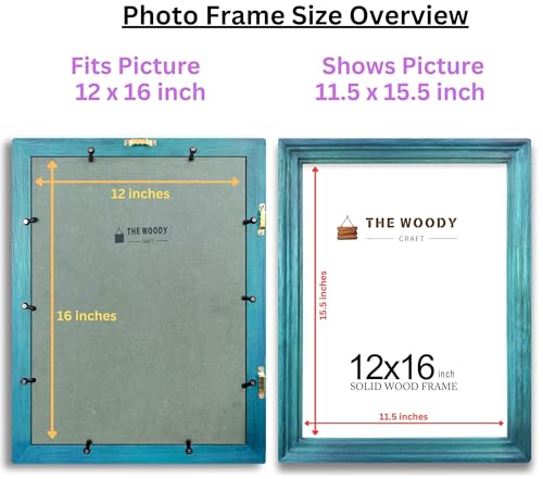 Image of Photo Frame 16 inch x 12 inch | Hanging Photo Frames | mini Photo Frame | Blue Wooden Frame for Wall | Modern Wall Decoration (12x16 inch, Blue)