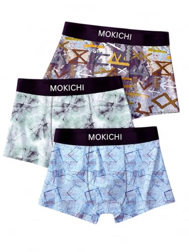 Image of Men's Printed Boxer Briefs | Comfortable Trunk-Style Innerwear with Elastic Waistband | Multicolor Pack of 3