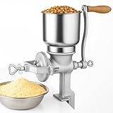 Hand Crank Grain Mill Grinder – Silver Manual Grinder for Corn Wheat Nuts with Clamp Handle...