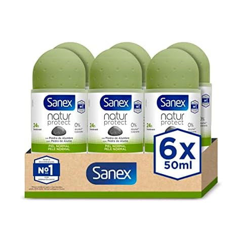 Sanex Natur Protect, Desodorante Roll-on 24h, Pack 6 Uds x 50ml Cover
