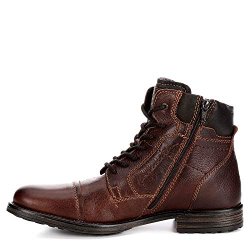 Mens Leather Cap Toe Lace Up Work Boot Shoes, Rust/Dark Brown, US 124