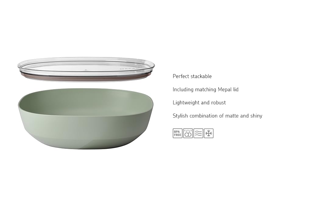 Mepal Miska do Serwowania Silueta, z Pokrywką, Nadaje Sie do Zmywarki i Kuchenki Mikrofalowej, Salaterka, do Tapas, Zastawa Stołowa, 4000 Ml, Biały (Nordic White)